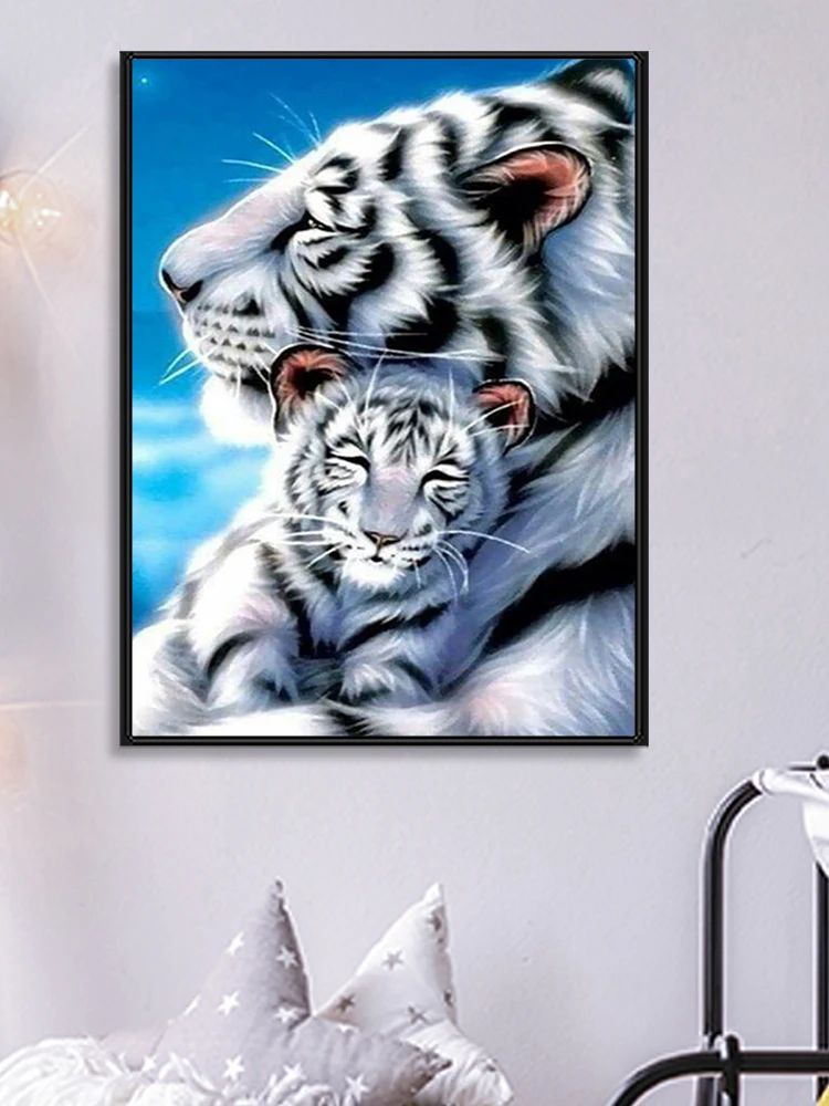 Алмазная живопись сделай сам с тигром отцом и сыном Набор для вышивки крестиком