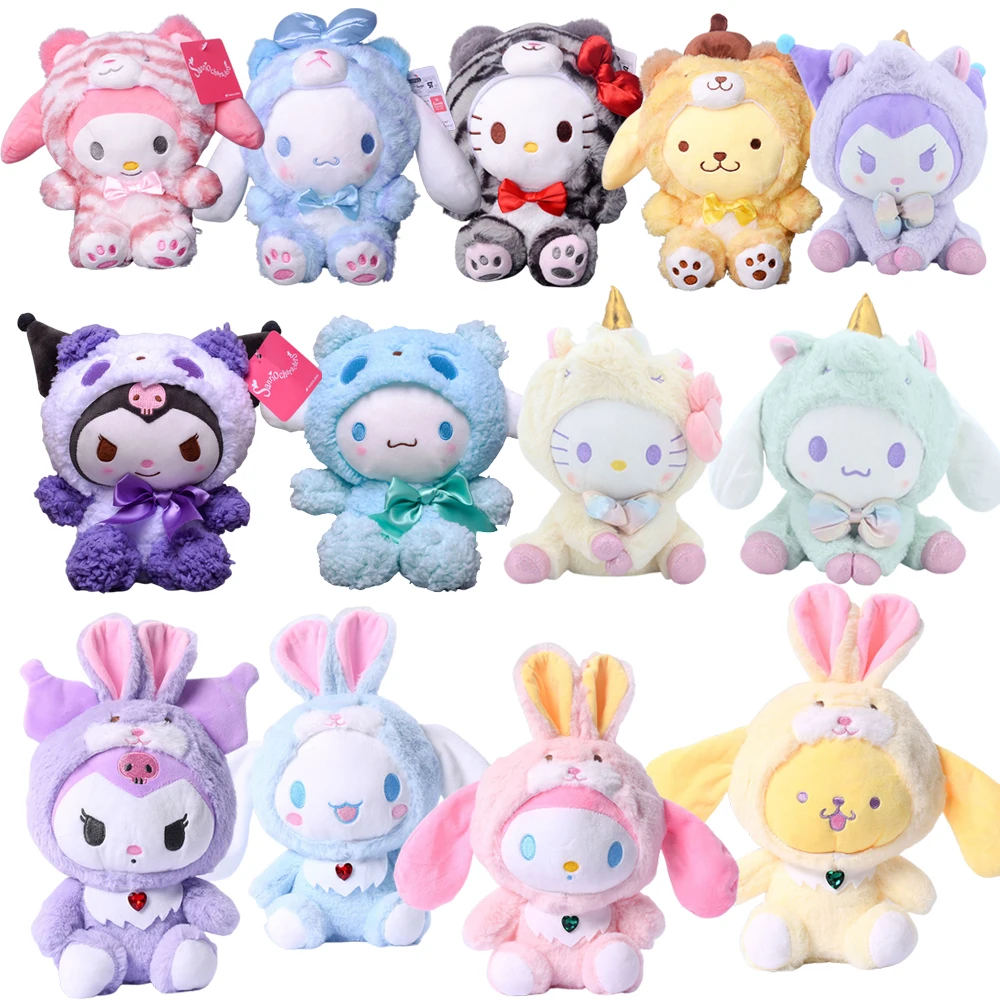 

Новинка 2023, Kawaii Sanrio, аниме хобби, Kuromi Mymelody Cinnamoroll Kitty, Пасхальный костюм, косплей, кролик, плюшевая кукла, кукла, кулон