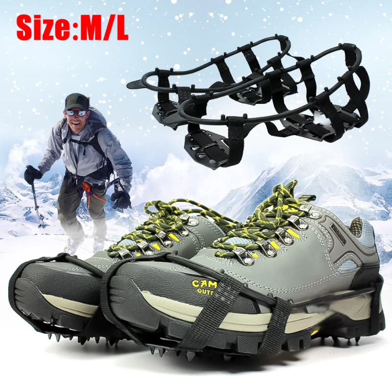 

Anti-Skid Shoe Covers Snow Claws Outdoor 24tooth Manganese Steel Crampons Nails Outdoor Climbing Equipments Hiking Fishing Shoes