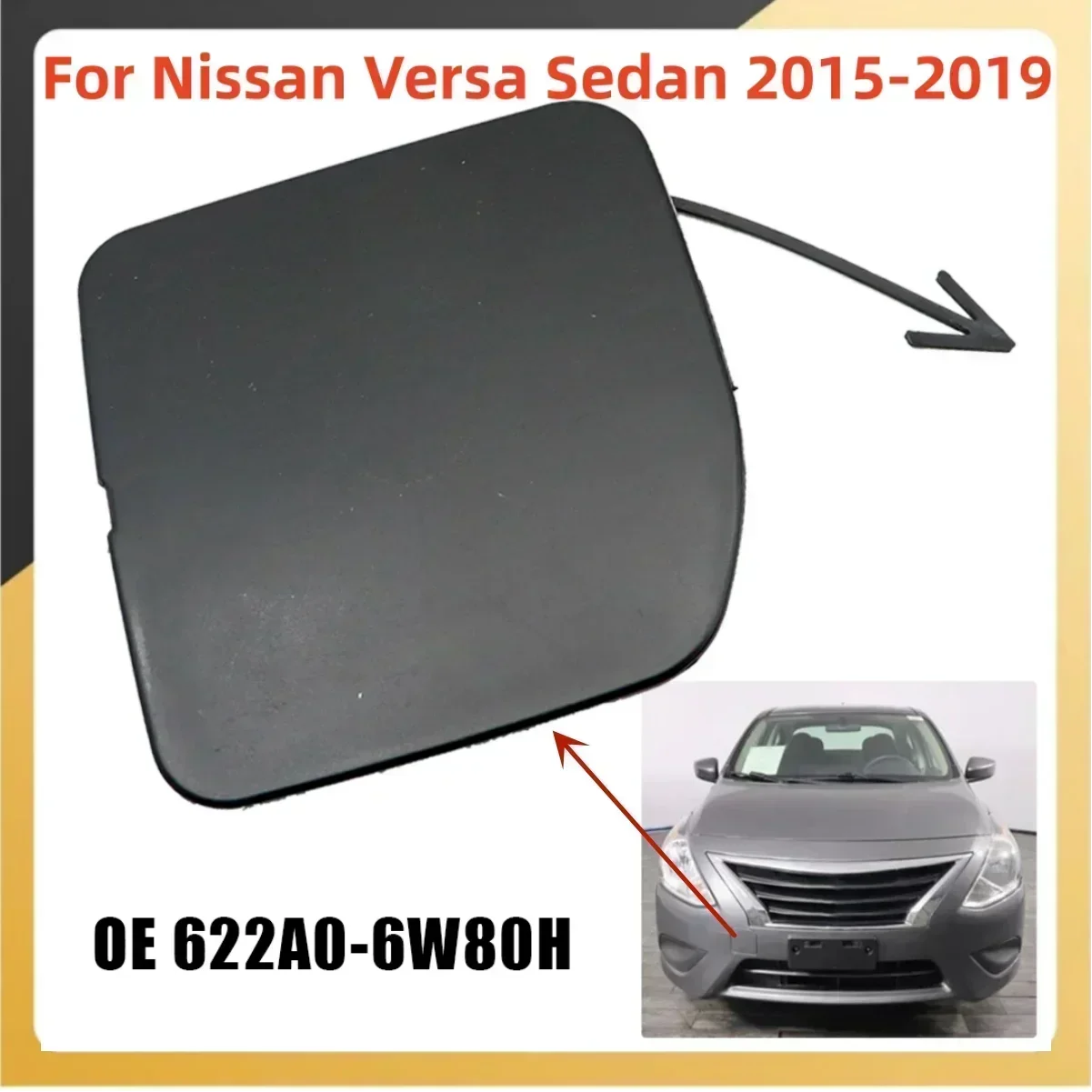 

Подходит для Nissan Versa Sedan 2015-2019 1x передний бампер, крышка фаркопа, крышка фаркопа 622A0-6W80H, запасная часть автомобиля
