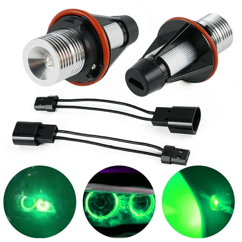 

7000K Green LED Angel Eye Marker Halo Light Bulbs Lamps for -BMW E39 E53 E60 E63 E64 E66 E87 5 6 7 X3 X5 [Pack of 2 Pcs]