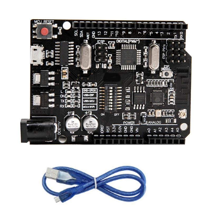 Макетная плата Wi-Fi R3 Atmega328p + ESP8266 (32 Мб памяти) с кабелем для Arduino UNO макетная плата