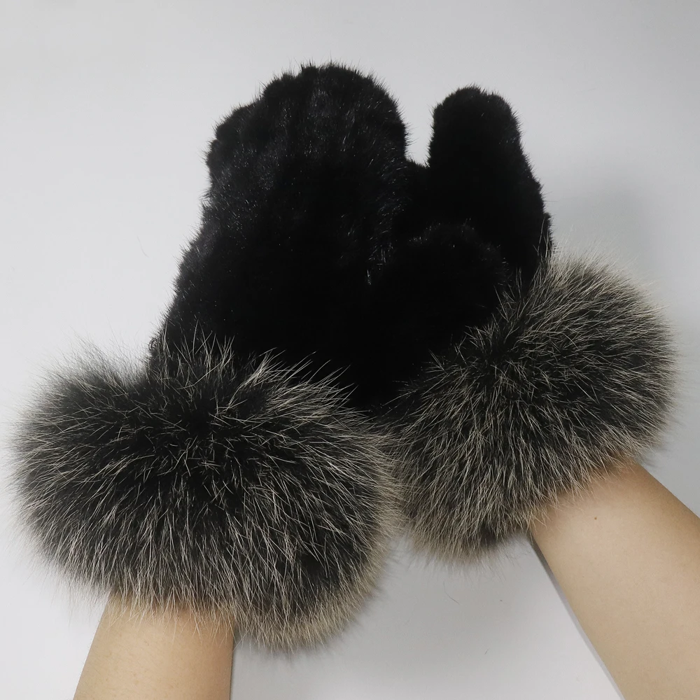 Зимние женские роскошные перчатки из 100% натурального меха норки с манжетами