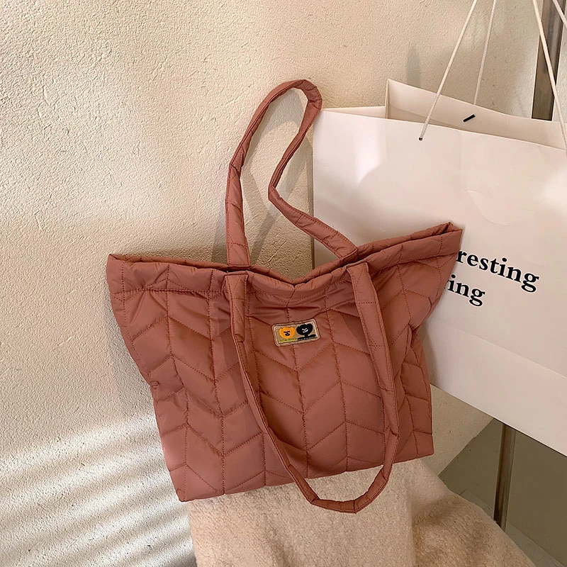 

Women's Bag 2022 New Large Capacity Space Cotton Totes Designer Luxury Nylon Shoulder Bag Lingge Handbag and Purse Female Clutch