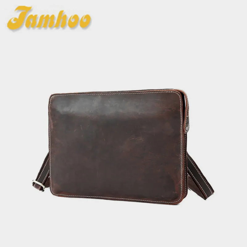 Jamhoo винтажная кожаная мужская сумка через плечо Crazy Horse в стиле ретро для ноутбука