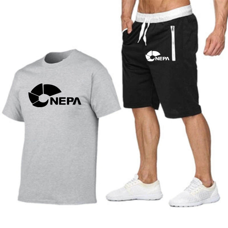 Summer Brand NEPA Tracksuit Set Men T Shirt+Shorts Sets Summer Sportswear Jogging Pants Streetwear Harajuku Tops Tshirt Suit