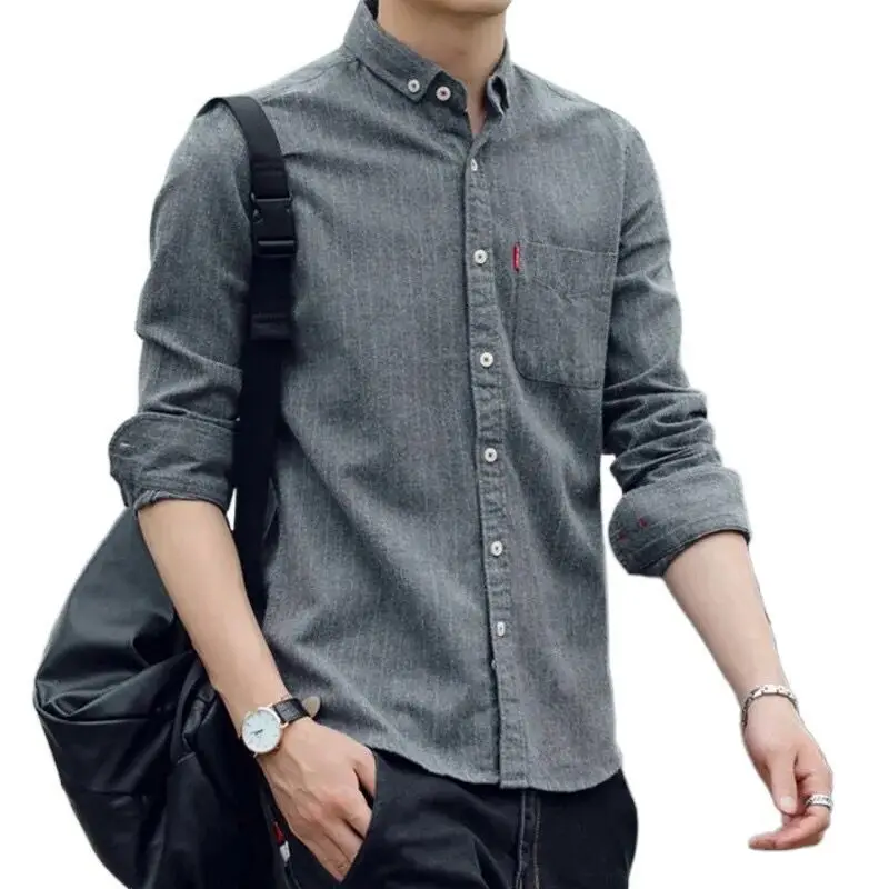 2022 Spring and Summer Thin Section Plaid Long-sleeved Shirt Men's Loose Trend Shirt Slim Fashion Korean Shirt Men's Clothing