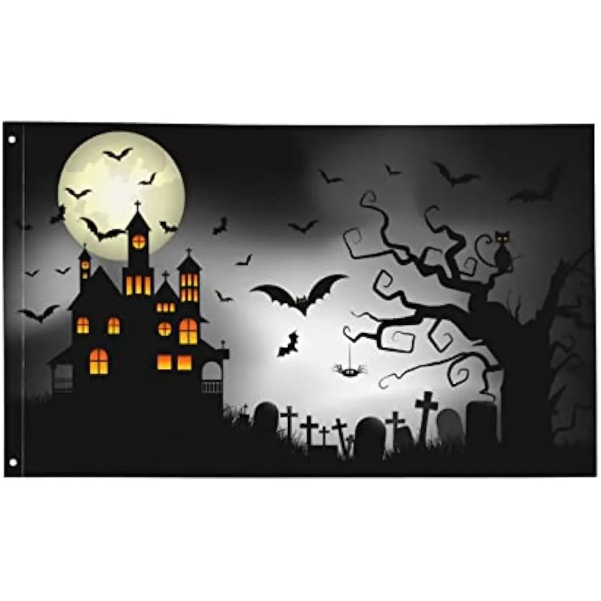 

Замок ведьмы на Хэллоуин, 3 Х5 футов, флаги двора дома, Тыквенные розыгрыши, комнатное и наружное искусственное украшение для дома и праздника