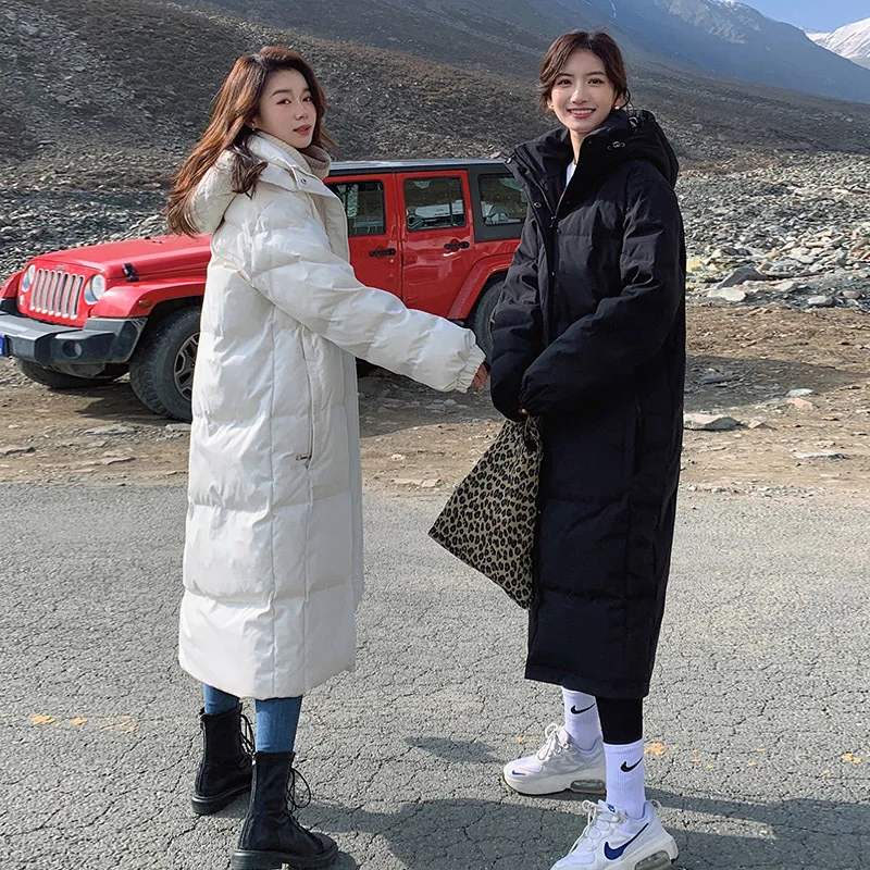 Long  Knee-High To Ankle Down Cotton Jacket Female Winter 2022 New Thickened Hat Loose Fried Street Cotton Clothes Cotton Jacket