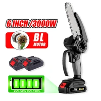 3000w 6 inch mini brushless electric chain saw with battery indicator rechargeable woodworking power tool for makita battery