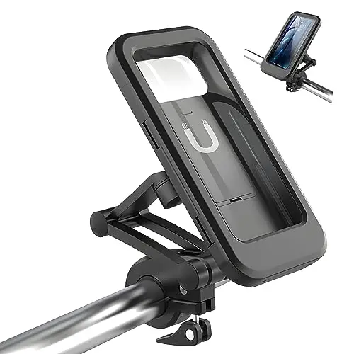 

Waterproof Motorcycle Phone Holder With 360° Swivel And Adjustable Height Place Camera On Back Black (L size)