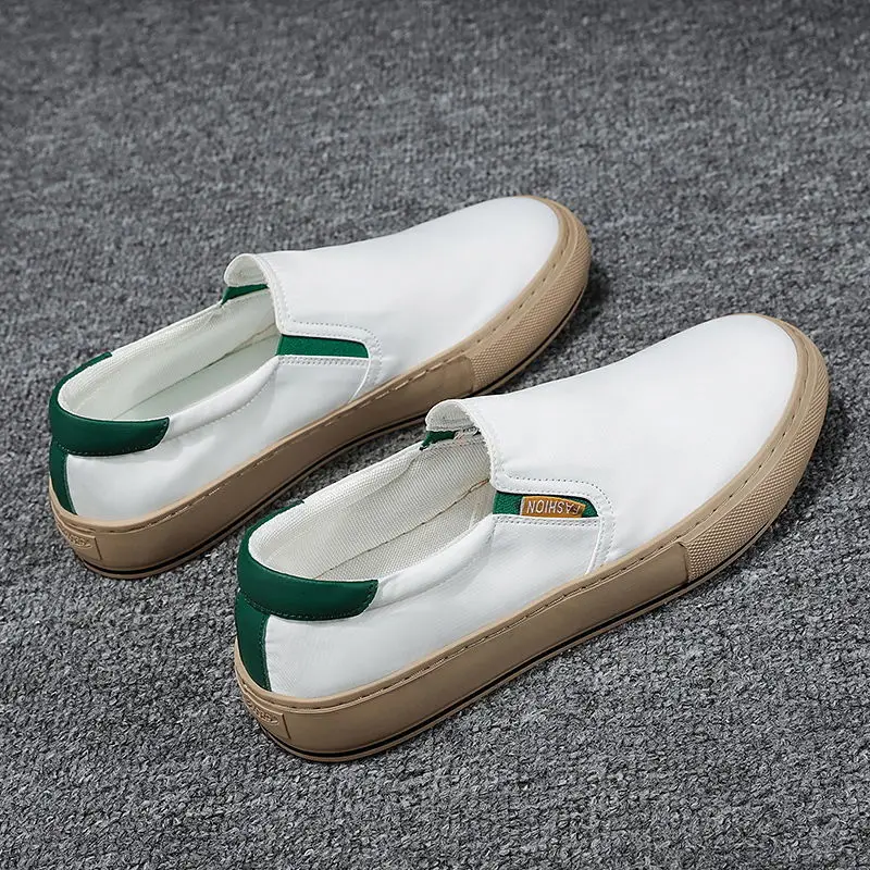 Мужские парусиновые туфли оливкового и зеленого цвета удобные повседневные с