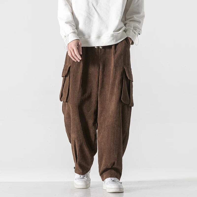 

Spring Casual Men's Pants Korean Version Corduroy Solid Color Overalls Street Wide-leg Pants Trend Large Size All-match Pants