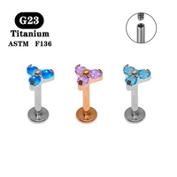 g23 titanium zircon ball earrings luxury natural pearls jewelry piercing ear f136 titanium piercing for women 2022 funky punky
