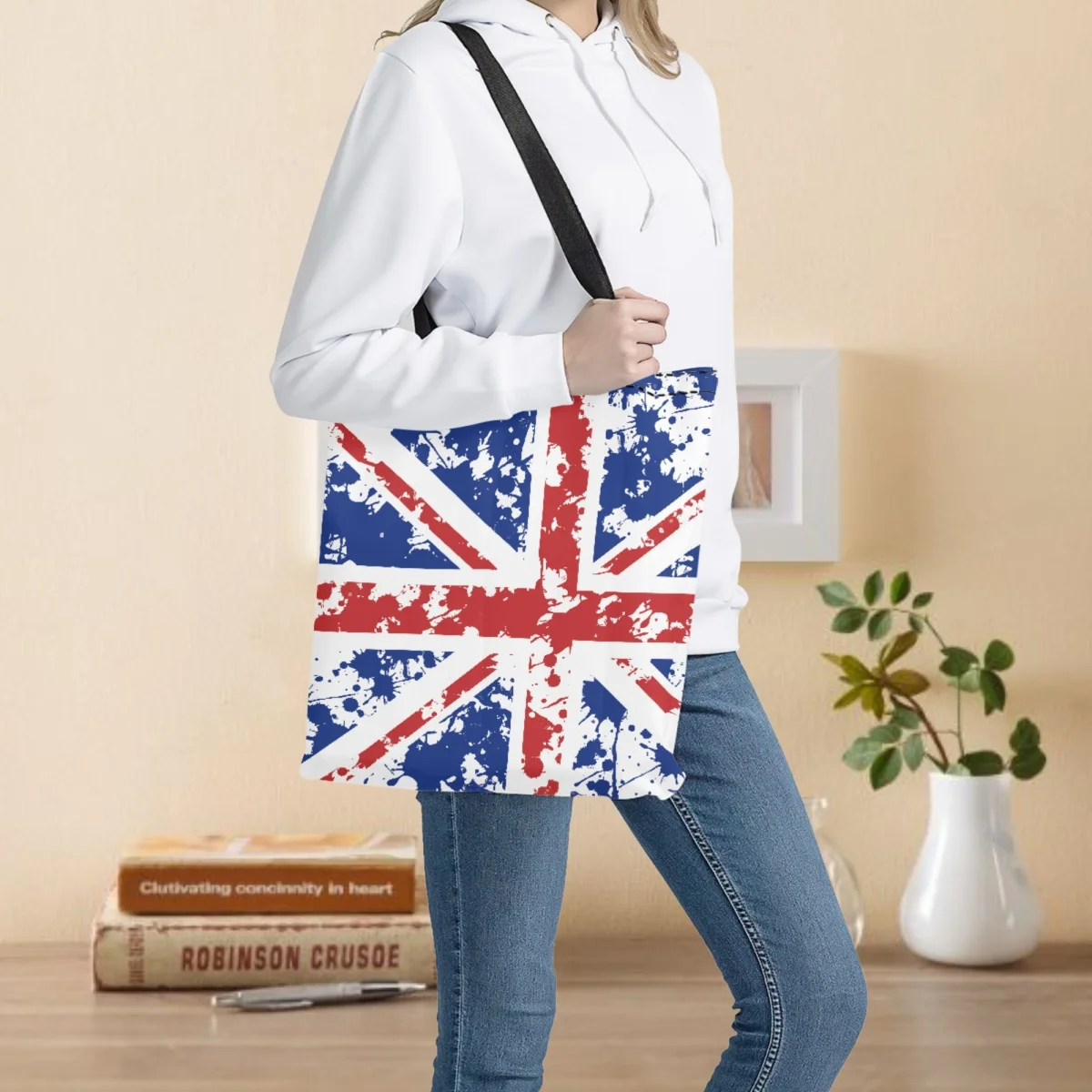 

Женские сумки через плечо с британским флагом, дизайнерские портативные эко-сумки для продуктов для мам, многоразовая сумка для покупок в супермаркете, колледжа и школы