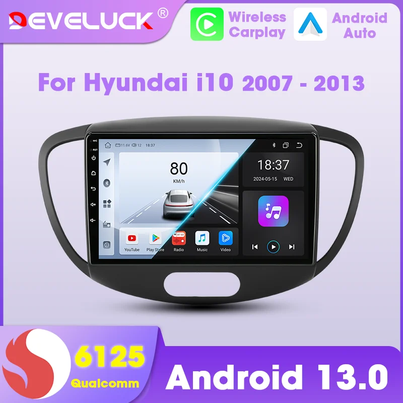 Автомобильный радиоприемник для Hyundai I10 2007 2008 2009 2010-2013 Android Auto Carplay мультимедийный
