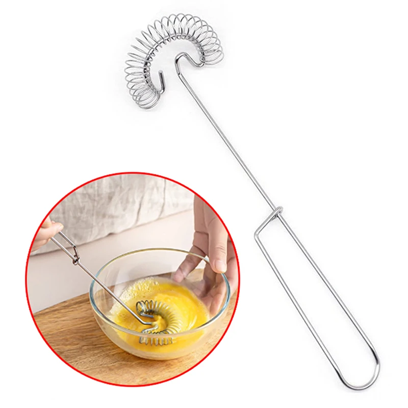 Spring Egg Stirrer Stainless Steel Portable Beater Baking Pastry Tools Manual Coil Whisk Milk Blender Whisking For Kitchen Tools
