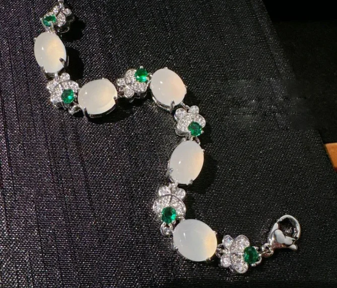 Женский Белый Браслет-бабочка из халцедона с покрытием 18-каратного золота