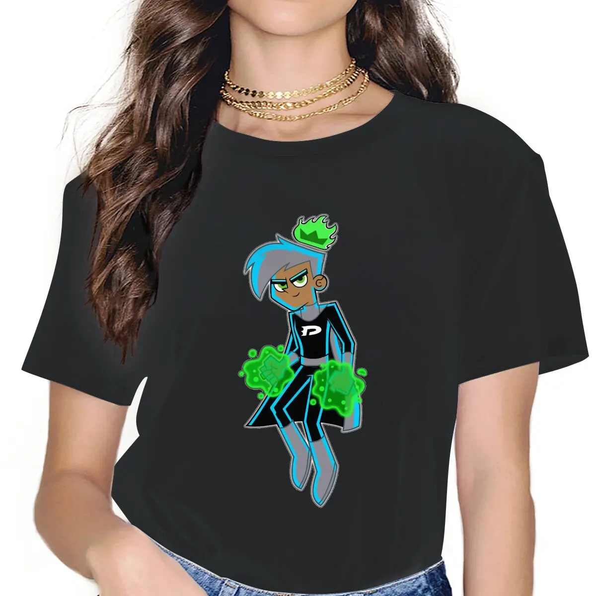 

Cool Daniel Women Clothes Adventure anime Danny Phantom Oversized T-shirt Kawaii Vintage Female Top