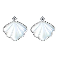 harong trendy mother shell stud earrings high quality leaves luxury crystal earrings jewelry accessories gift for women girls