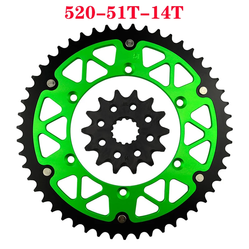 Передняя и задняя звездочка 520 для мотоцикла 45T ~ 52T 14T KAWASAKI KX250 1999-2008 KLX300R KLX300 KLX 300 R