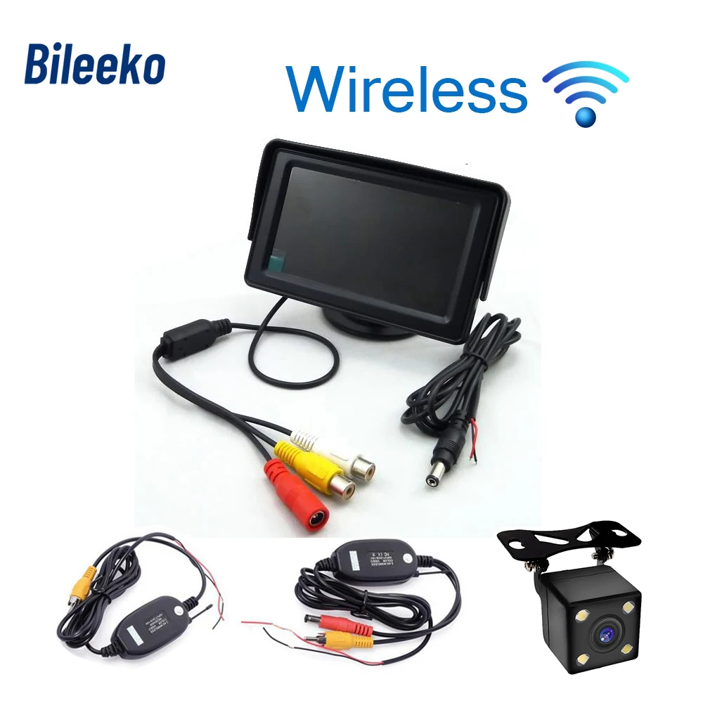 

Bileeko Wireless Car Styling 4.3 inch TFT LCD Screen Car Monitor Display for Rearview Reverse Backup Camera Car TV Display