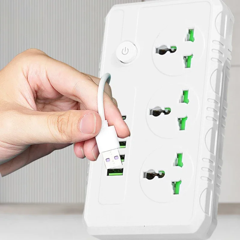 UE Reino Unido Estados Unidos Plug Power Strip com 4 USB 1 Type-C Port 2M Cabo de Extensão Protetor Sobrecarga Surto Universal Multi Tomada
