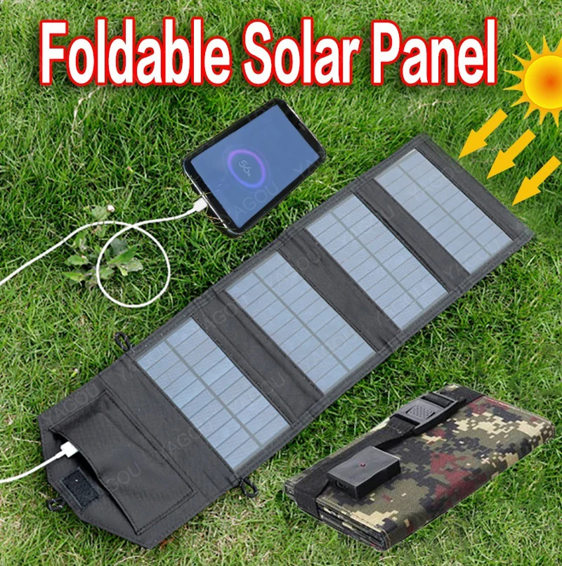

60W Outdoor Sunpower Foldable Solar Panel Cell 5V USB Portable Solar Charger Battery for Mobile Phone Fan Traveling Camping Hike