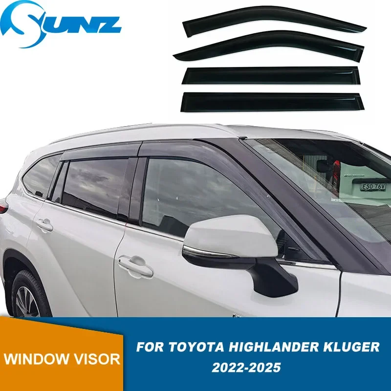 Погодовые щитки для Toyota Highlander Kluger MK4 XU70 2022 2023 2024 2025 4 шт. дефлектор бокового окна автомобиля, козырьки для окон автомобиля