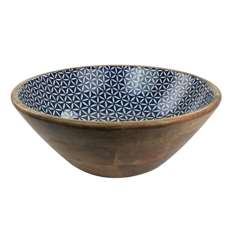 

Mango Wood Large Serving Bowl, BrownWhiteBlueMulti-color Cake Fruit Dessert Tray Snack Plate Kitchen Organizer