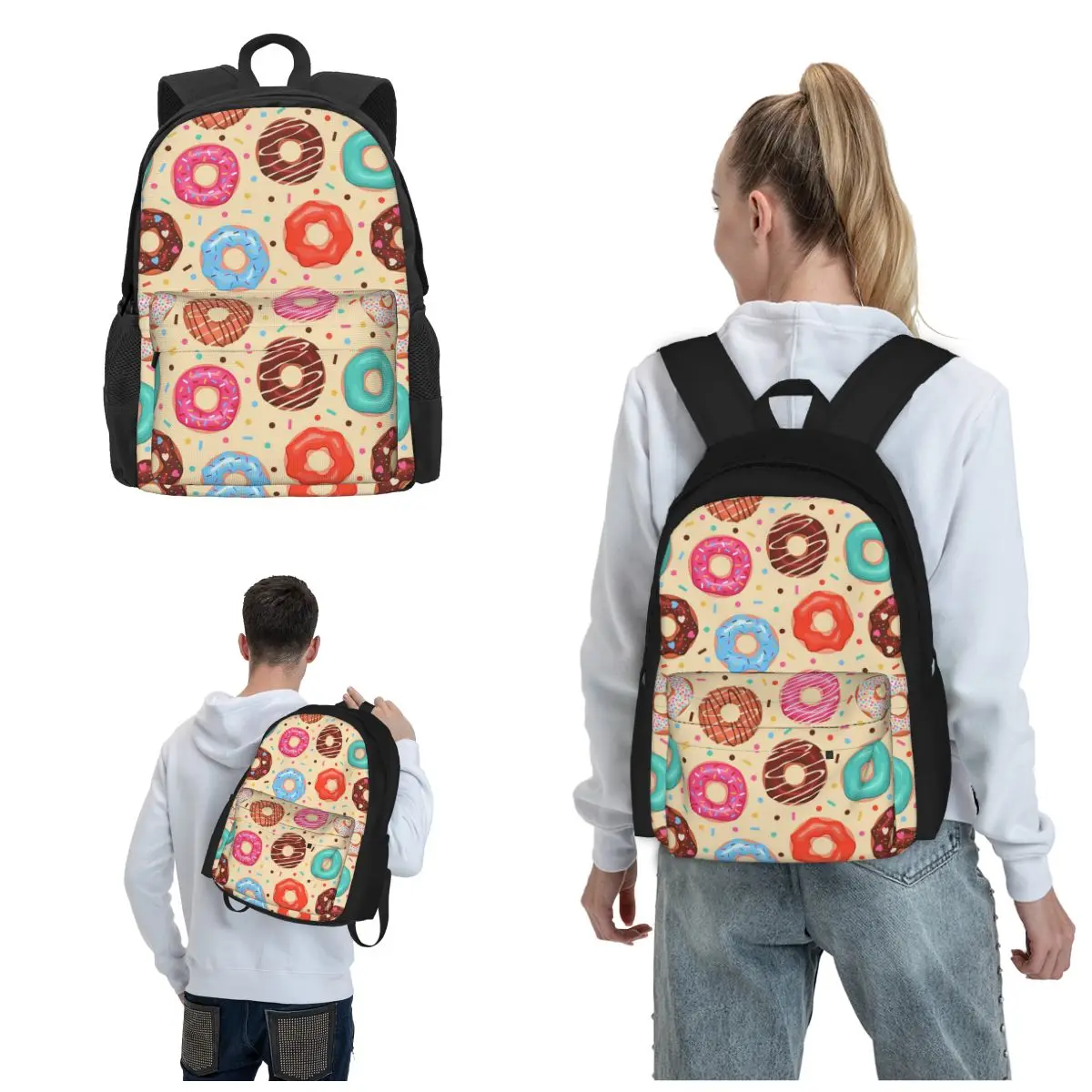 

Пончики упаковывают ваши упражнения в нашей тщательной женской повседневной дорожной рюкзак прочная сумка для книг