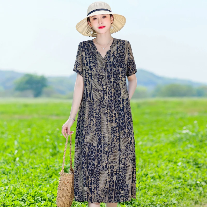 Летние элегантные длинные платья для женщин 2023 с коротким рукавом Свободные