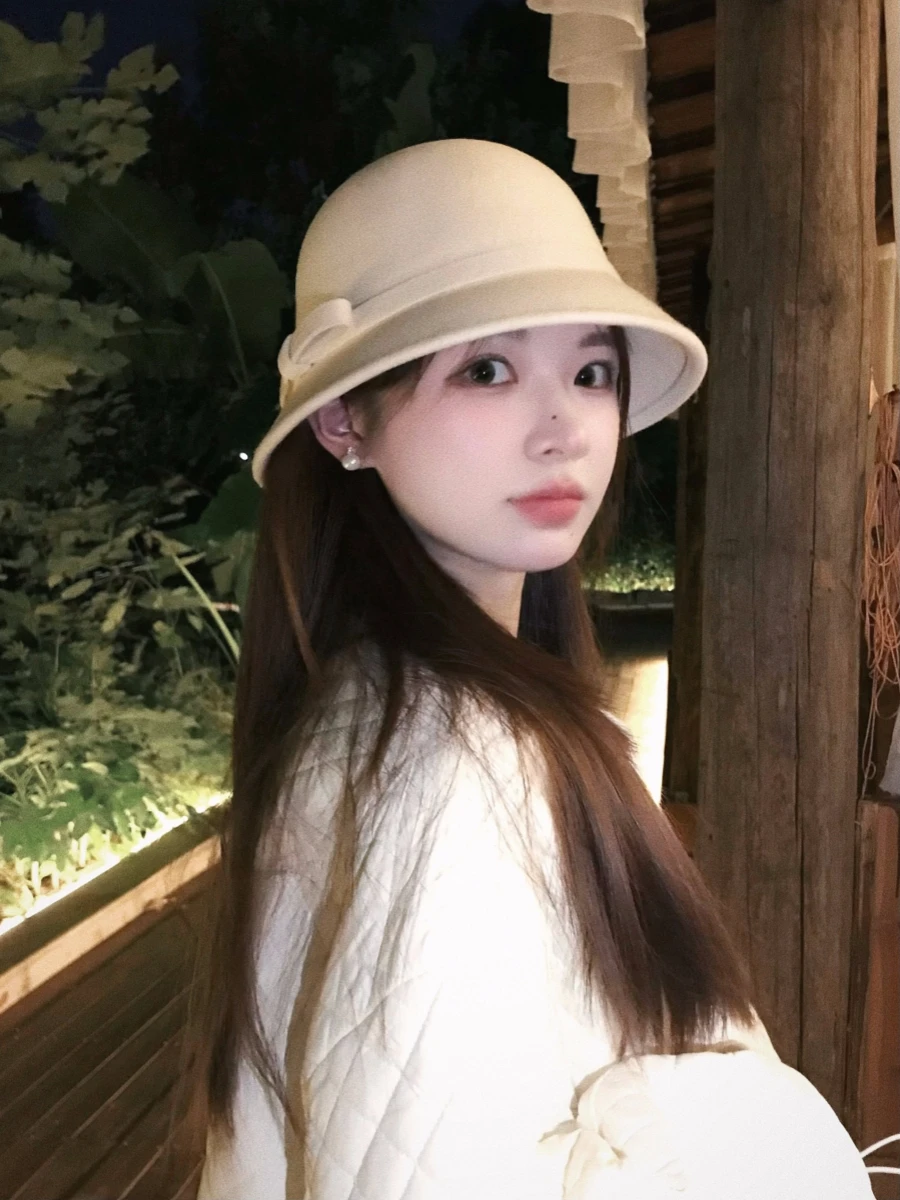 Изящная рыбацкая шляпа Chen Haha осенне-зимняя шерстяная теплая французская с