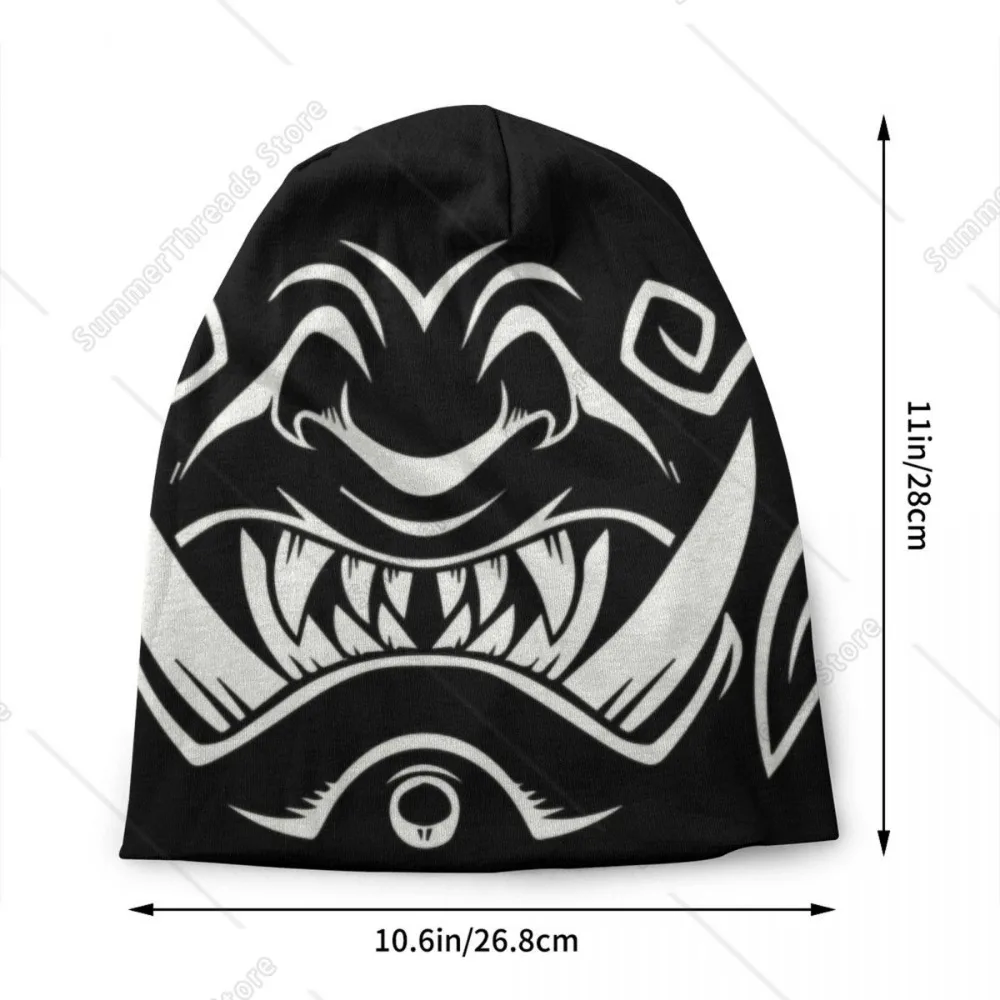 Oni Japan Samurai Demon Beanie Cap Зимняя теплая шапка Homme Вязаные шапки Street Outdoor Hanya Tattoo Skullies