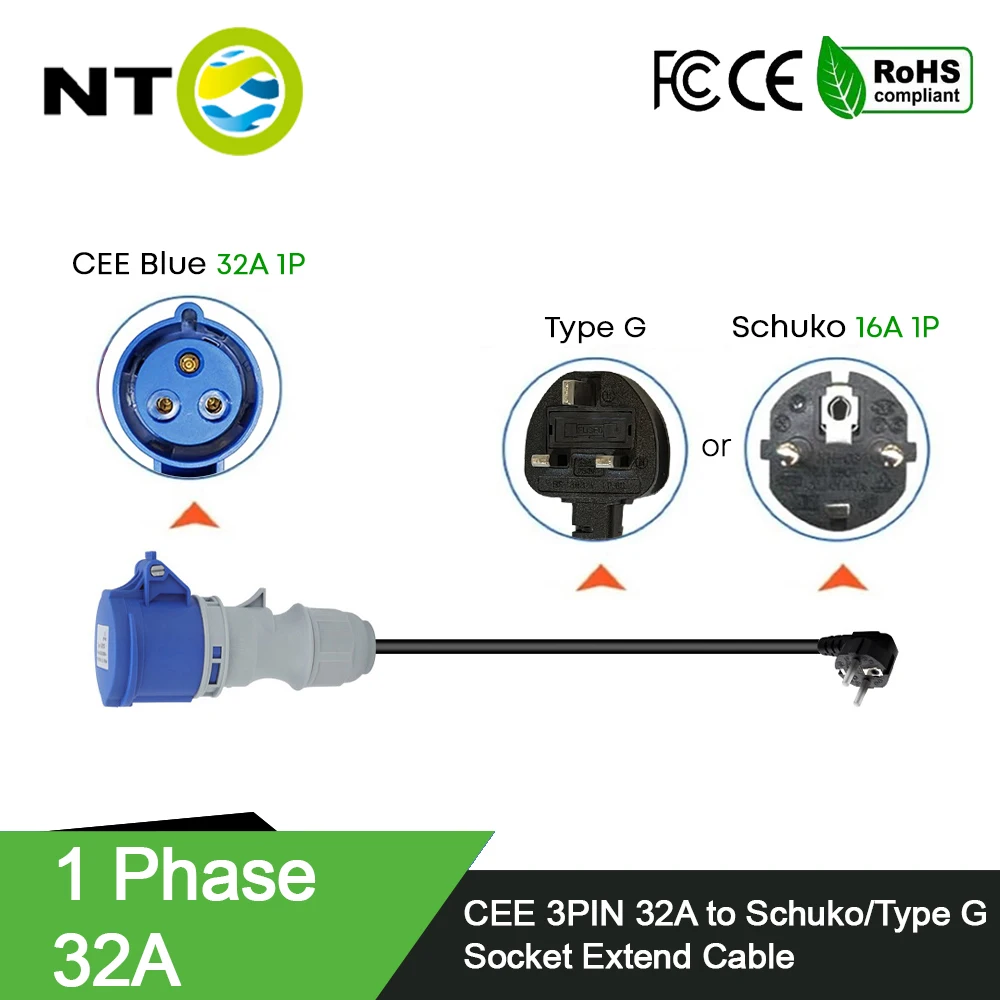 Фото Адаптер NTO Blue CEE (гнездо) на Schuko (2 контакта) для зарядных устройств электромобилей Type 2 №2