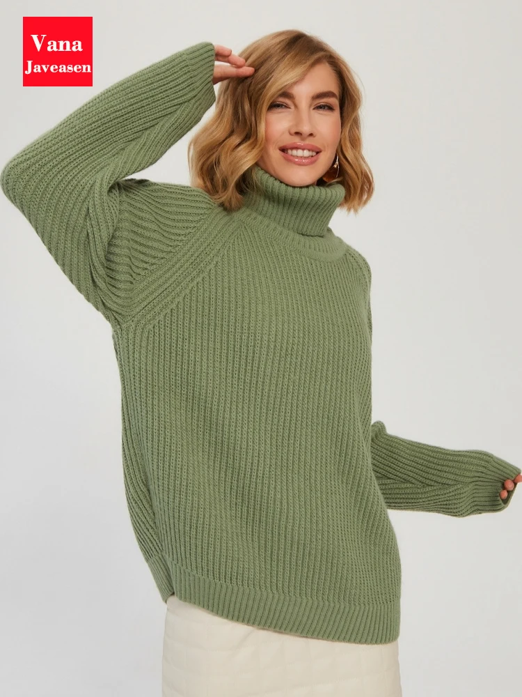 

Javeasen Women‘s Sweater Knitted Turtleneck Oversize Raglan Long Sleeve Ladies Pullover Jumper Autumn Sweater Female Keep Warm