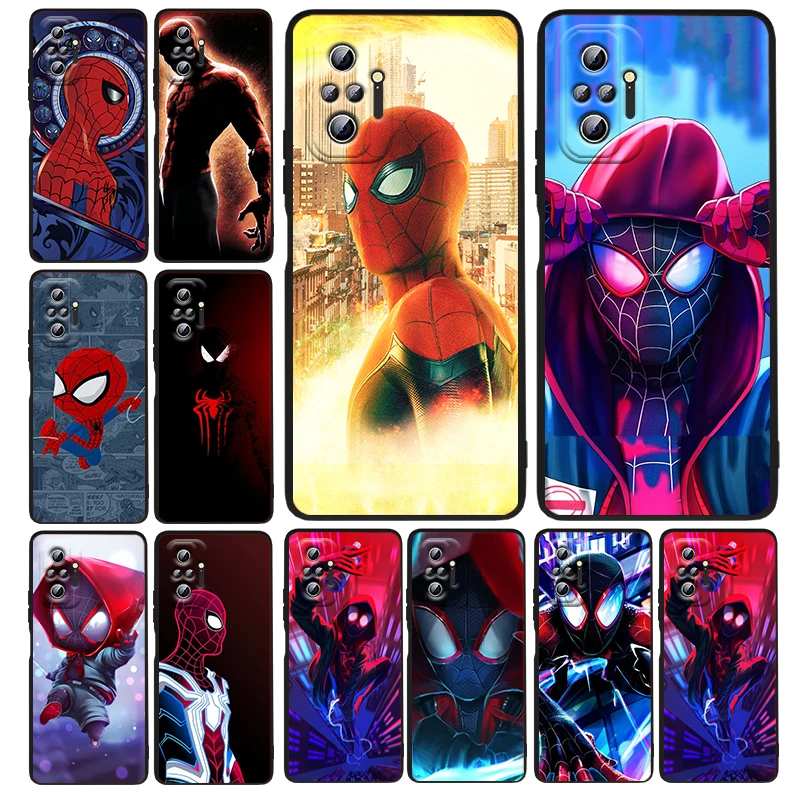 

Cool Marvel Spiderman Art Phone Case For Xiaomi Redmi Note 11E 11S 11 11T 10 10S 9 9T 9S 8 8T Pro Plus 5G 7 5 Black Cover