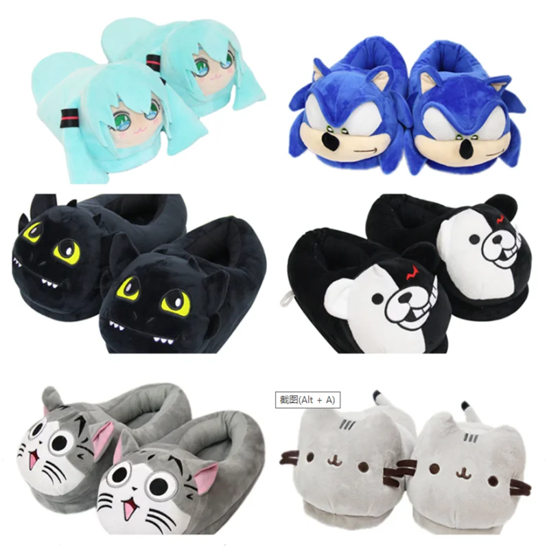 Тапочки унисекс Зимние теплые из флока с рисунком кота единорога дракона |