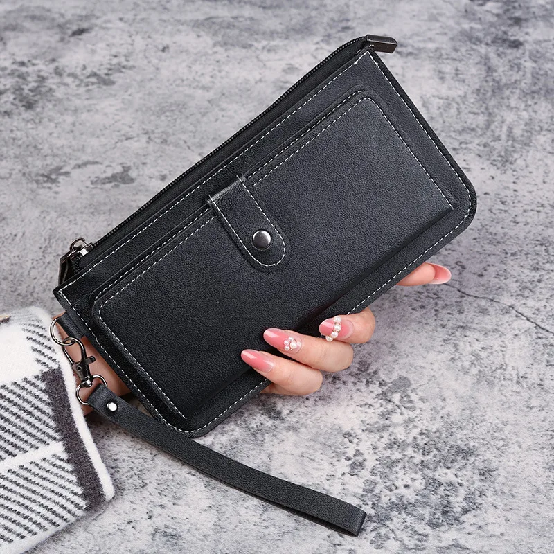 

New Women Wallet Multifunctional Fashion PU Leather Long Wallets Multi-card Position Clutch Buckle Zipper Student Wallet