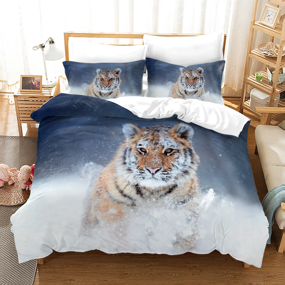 

3D Animal Tiger Bedding Set 2/3 Pieces Duvet Cover Custom Bed Quilt Cover for Kids Boy Adults Bedclothes