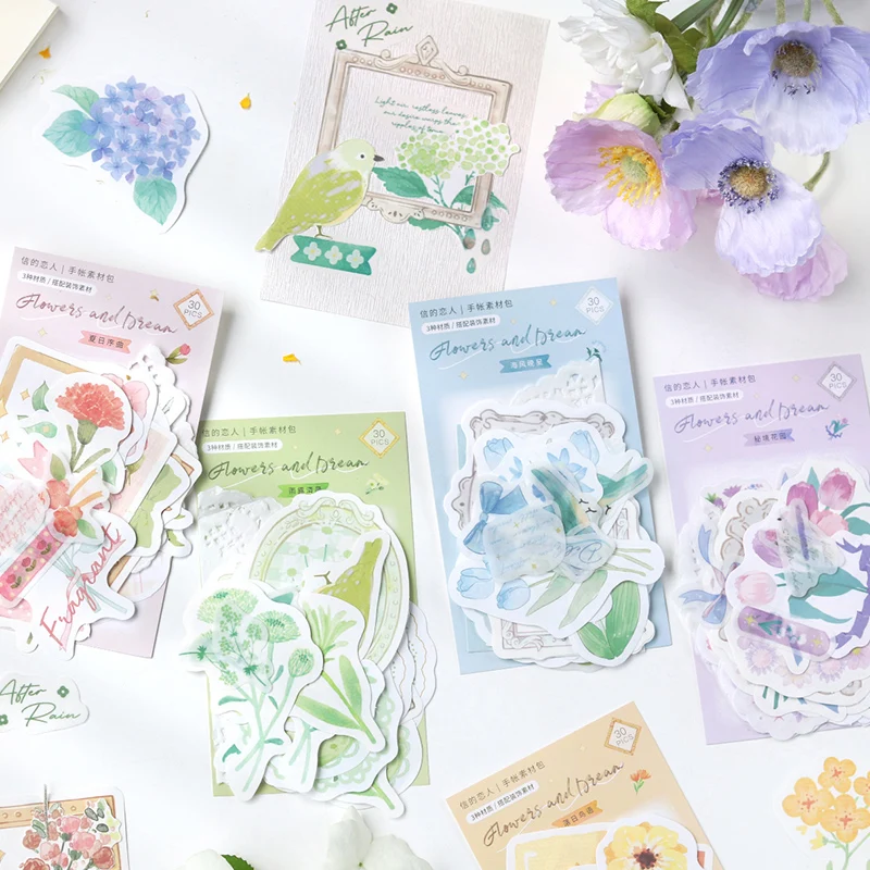 

6packs/LOT colorful flowers series fresh message material lovely paper memo pad