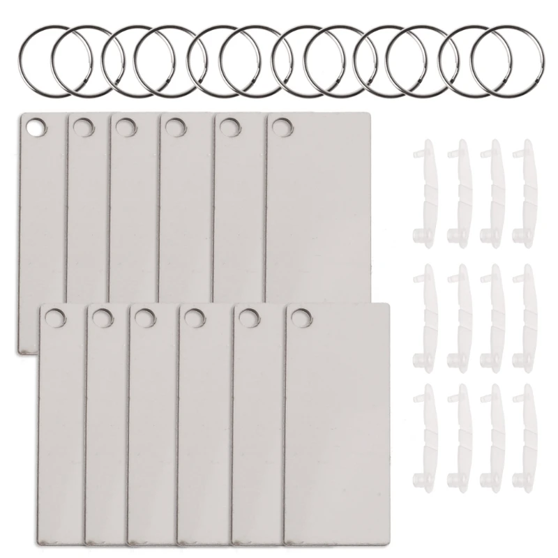 

12x Double Printable Blank Wooden Keychains Keyrings Heat Transfer Keychains Tag 264E