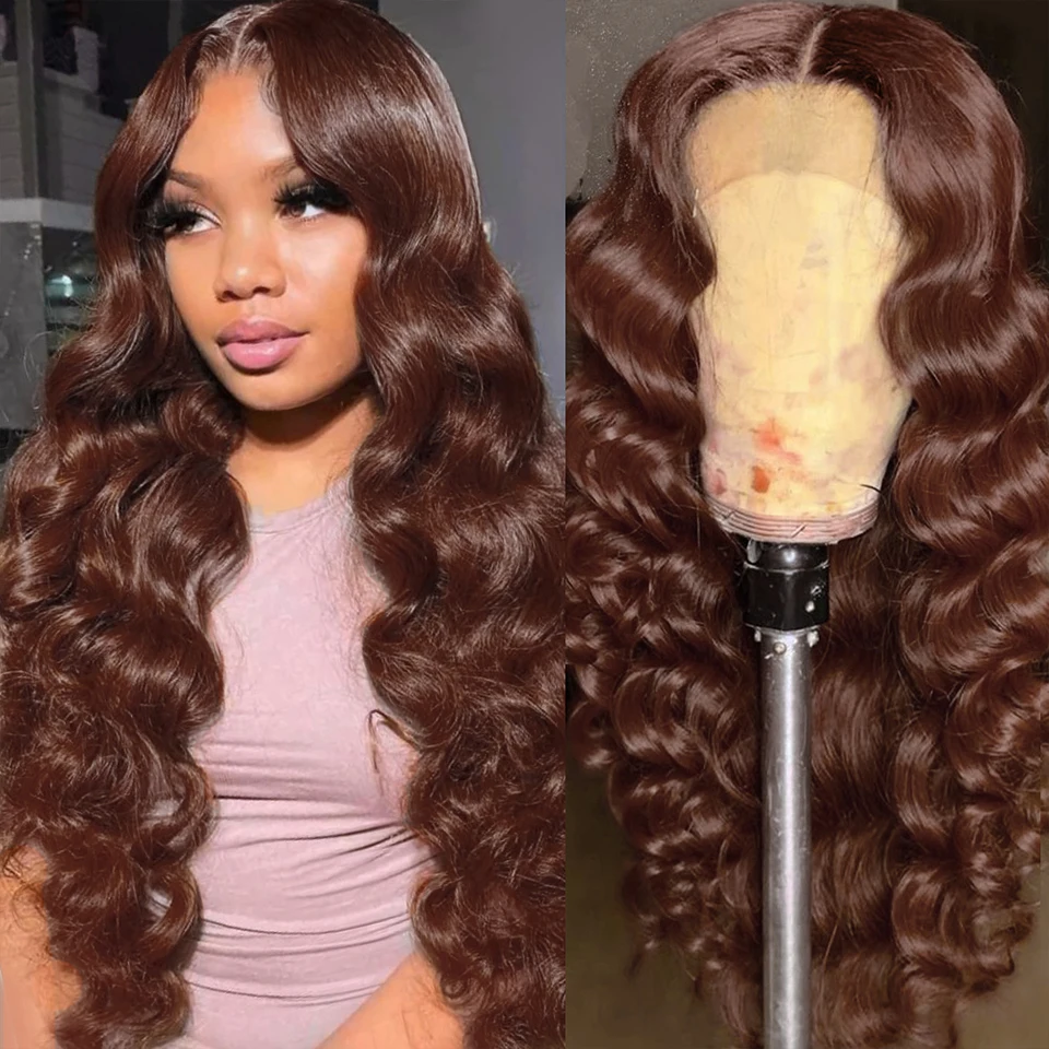 

Loose Deep Wave Chocolate Human Hair Wig Lace Frontal Wigs for Women Brazilian 13x4 Brown Ocean Curly Perruque Cheveux Humain