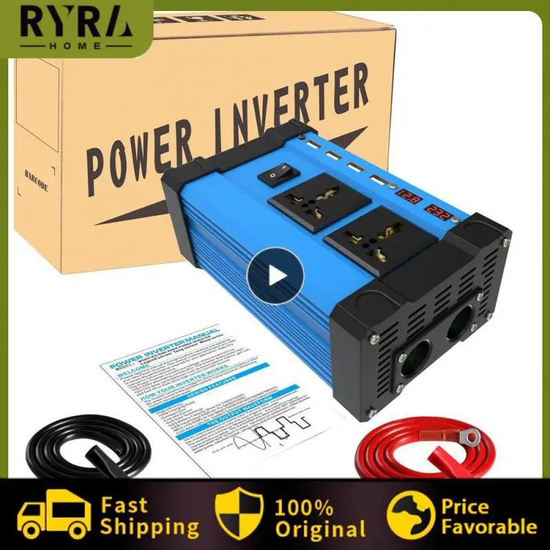 

Автомобильный инвертор напряжения, быстрая зарядка, 220 В переменного тока/110 В, инвертор немодулированного синусоидального сигнала, практичный светодиодный экран, автомобильный преобразователь напряжения переменного тока