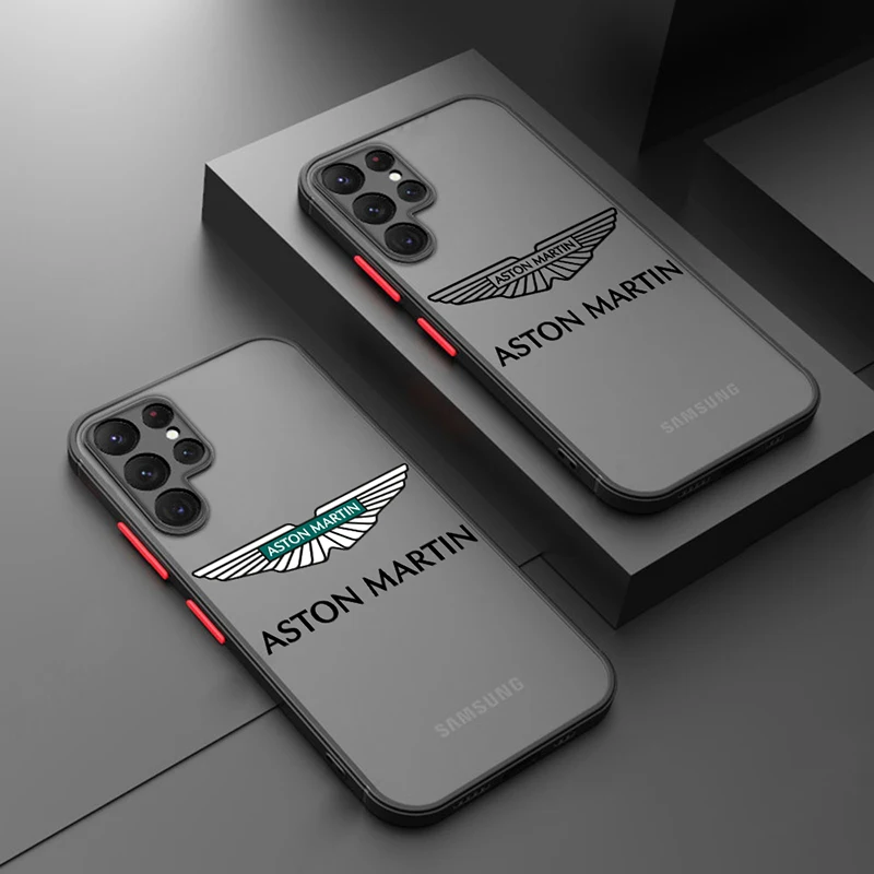 

Luxury car Aston Martin Cover For Samsung S23 S22 S21 Ultra S20 FE S10E Lite Plus Frosted Translucent Matte Phone Case