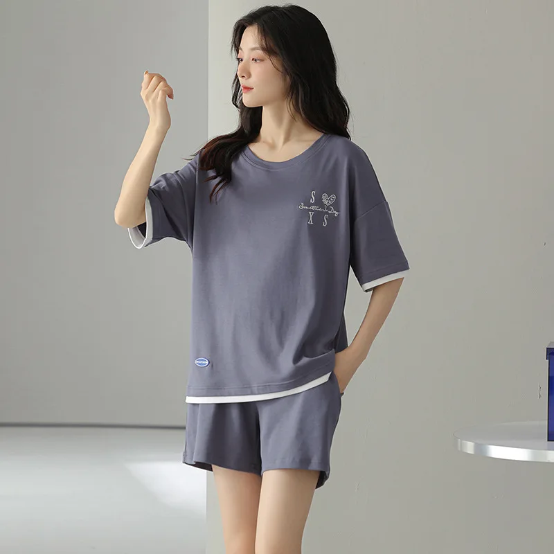 New Pajamas for Couples Matching Summer Pure Cotton Short-sleeved Shorts Home Service Suits Can Be Worn Outside Soft and Casual