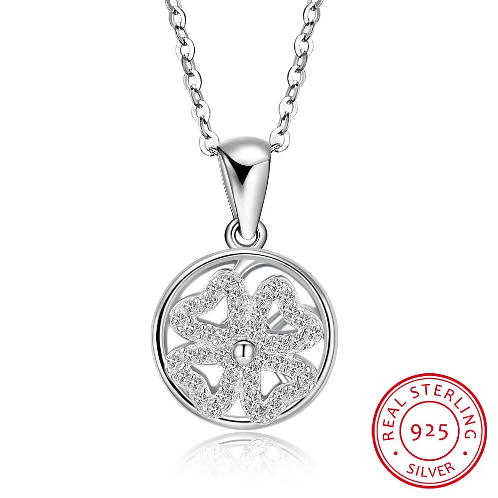 

PTE Sterling Silver Necklace Heart-shaped Flower Zircon Pendant with Rotatable Necklace