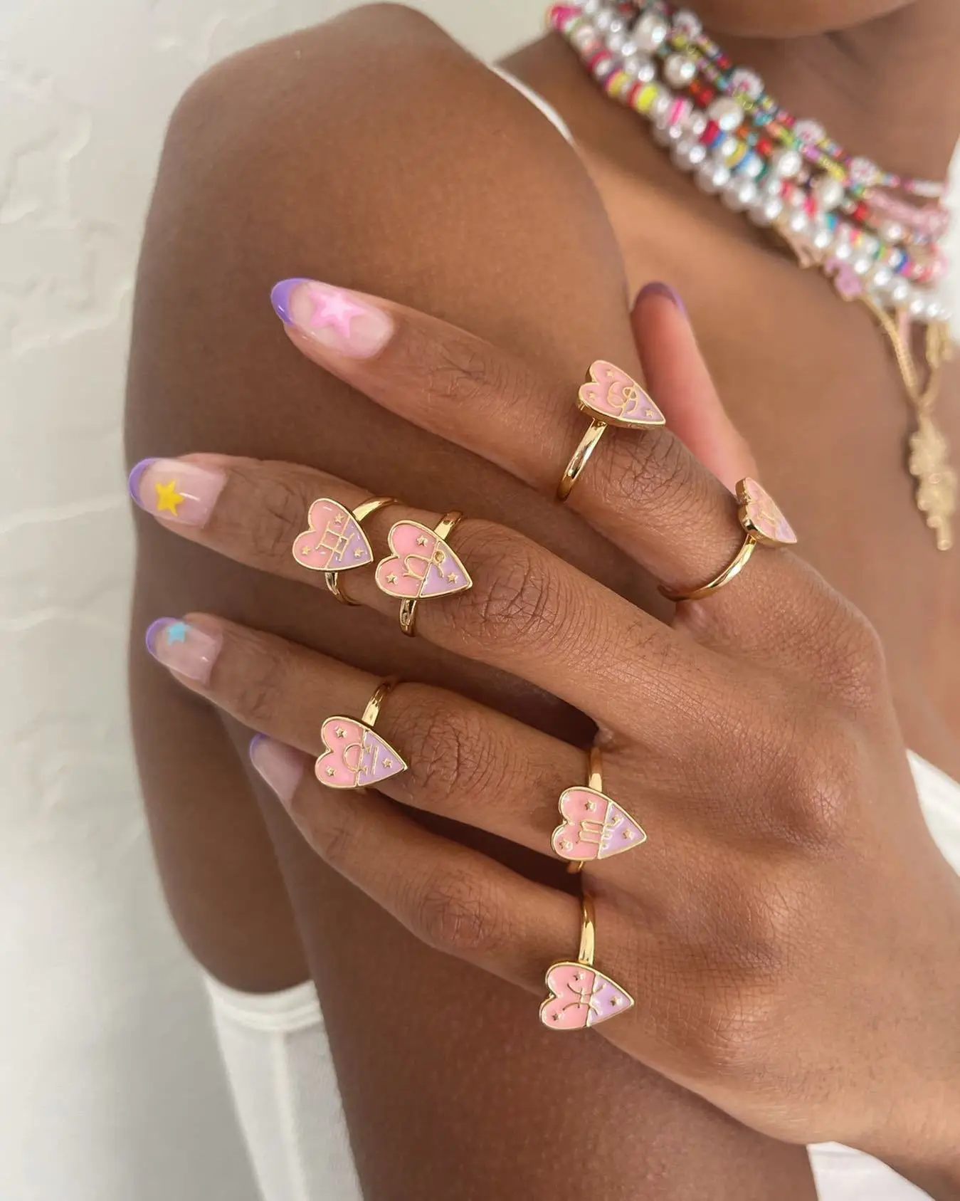 

Женские кольца с 12 созвездиями, регулируемые кольца в форме сердца, ювелирные изделия, подарок для девушек и женщин, 2022