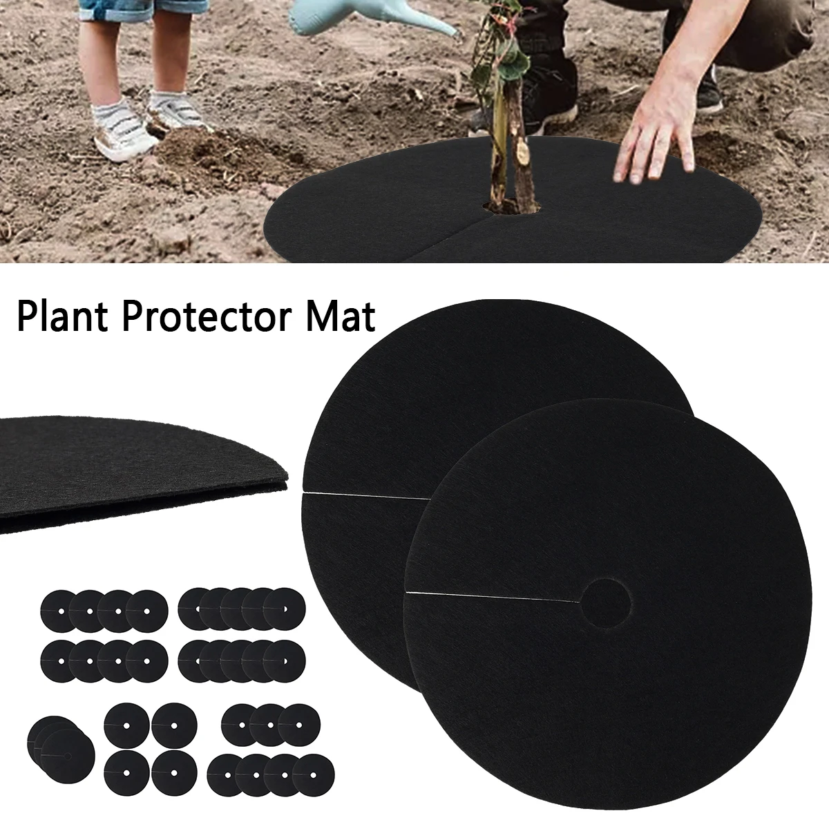 

6 Sizes Non-Woven Tree Mulch Ring Weeding Barrier Thickened Protector Mat Plant Cover Anti Grass Gardening Fabric Weed Control