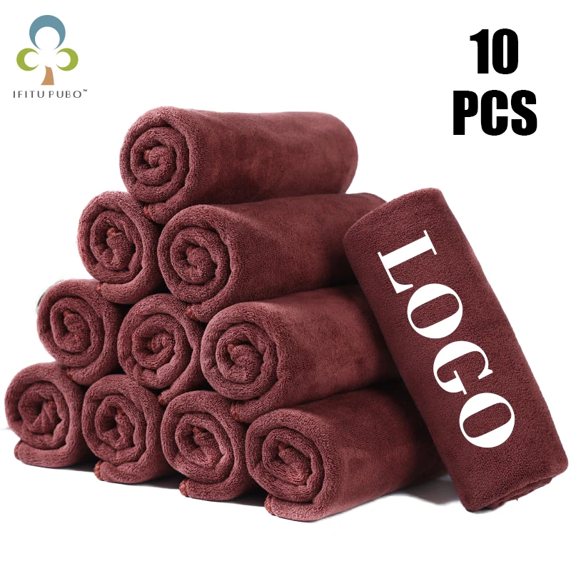 

10PCS 30x60cm Custom LOGO Towel Free Laser Embossing Lettering Microfiber Beauty Salon Barber Shop Gift Private Customization